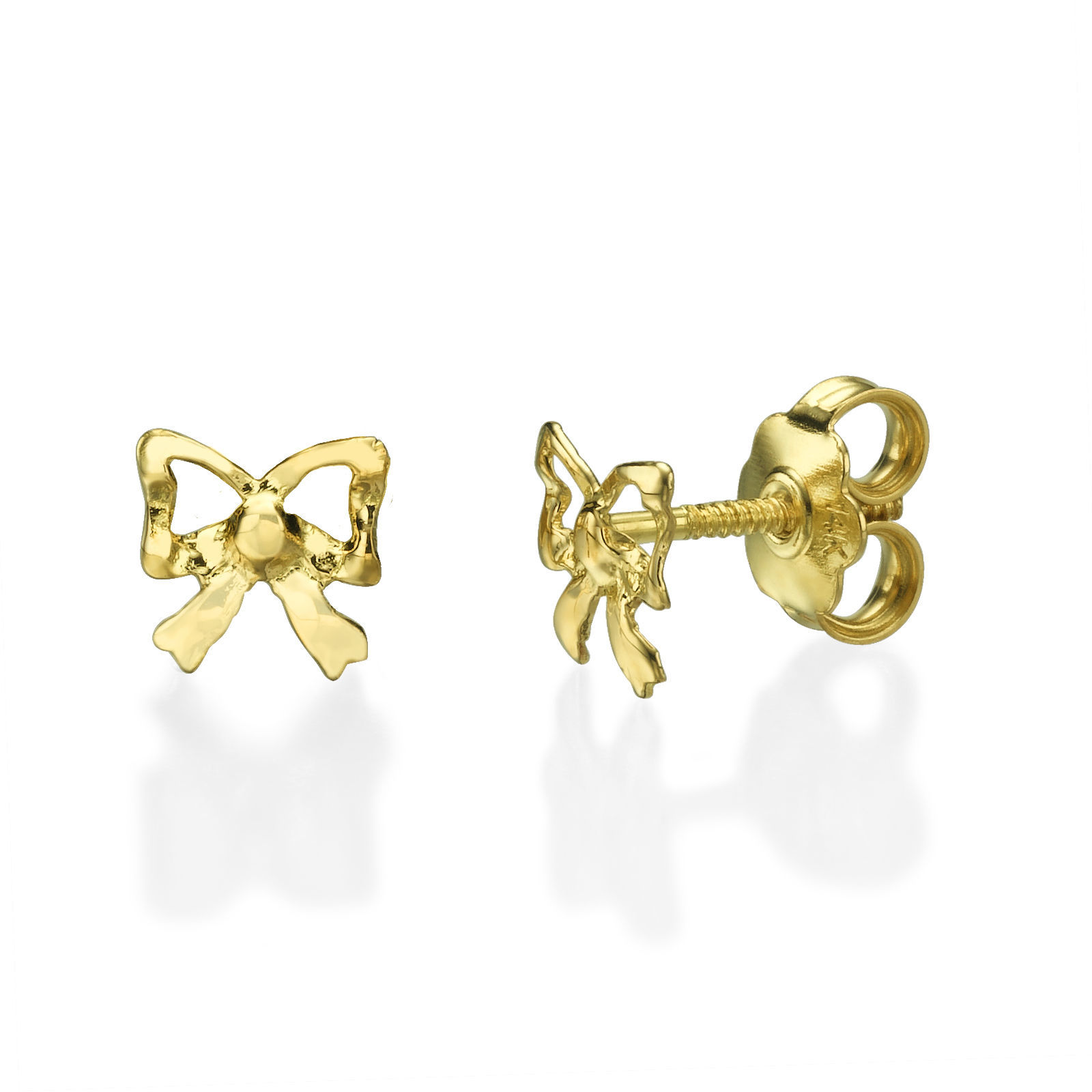 Details about   14K Yellow Gold Madi K Children's 7 MM CZ I Love NY Post Stud Earrings MSRP $155 