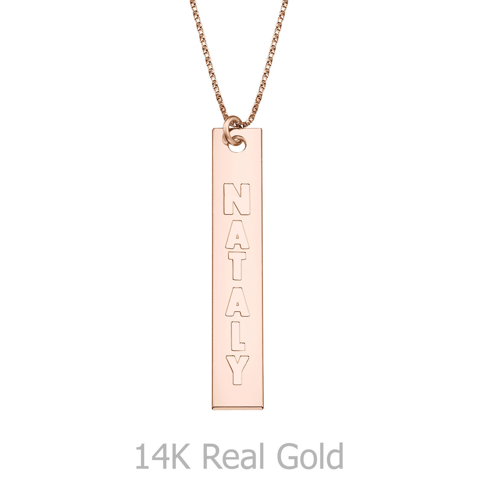Vertical Bar Necklace with Name 