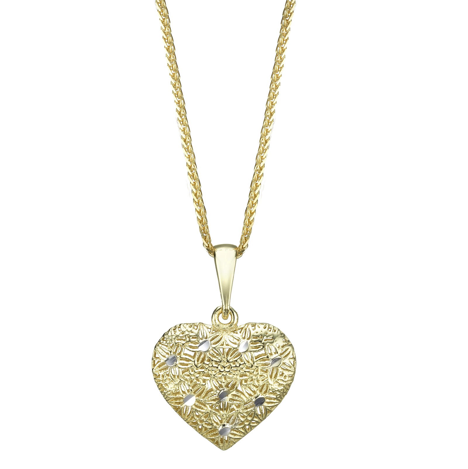 Gold Pendant - Embroidered Heart