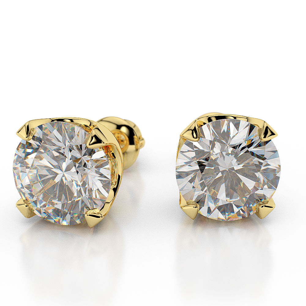 2 CT G/SI2-I1 Sparkling Diamond Stud Earrings Round Cut 14K White Gold