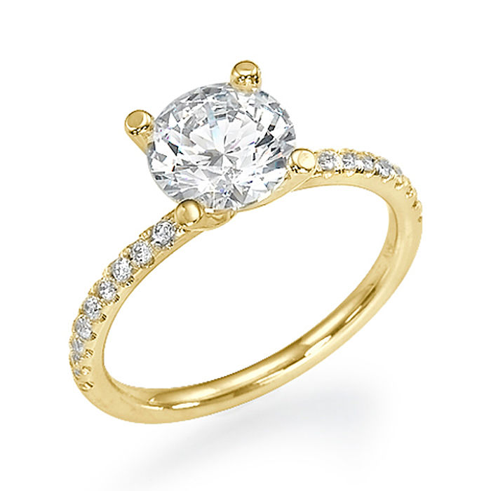 Dazzling 14K Yellow Gold Round Cut Diamond Engagement Ring