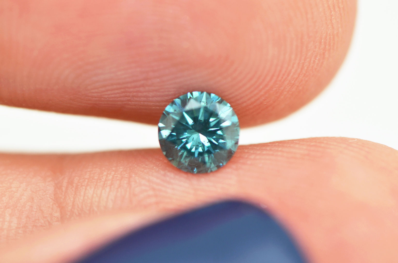 Loose Blue Diamond Natural Round Shaped 0 56 Carat Fancy Si1 Enhanced