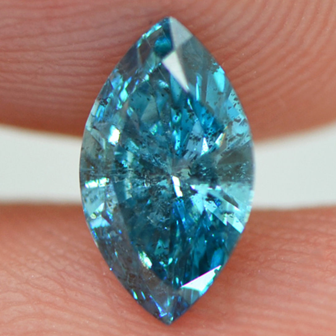 Marquise Cut Diamond Loose Fancy Blue SI2 Certified Natural Enhanced 0.