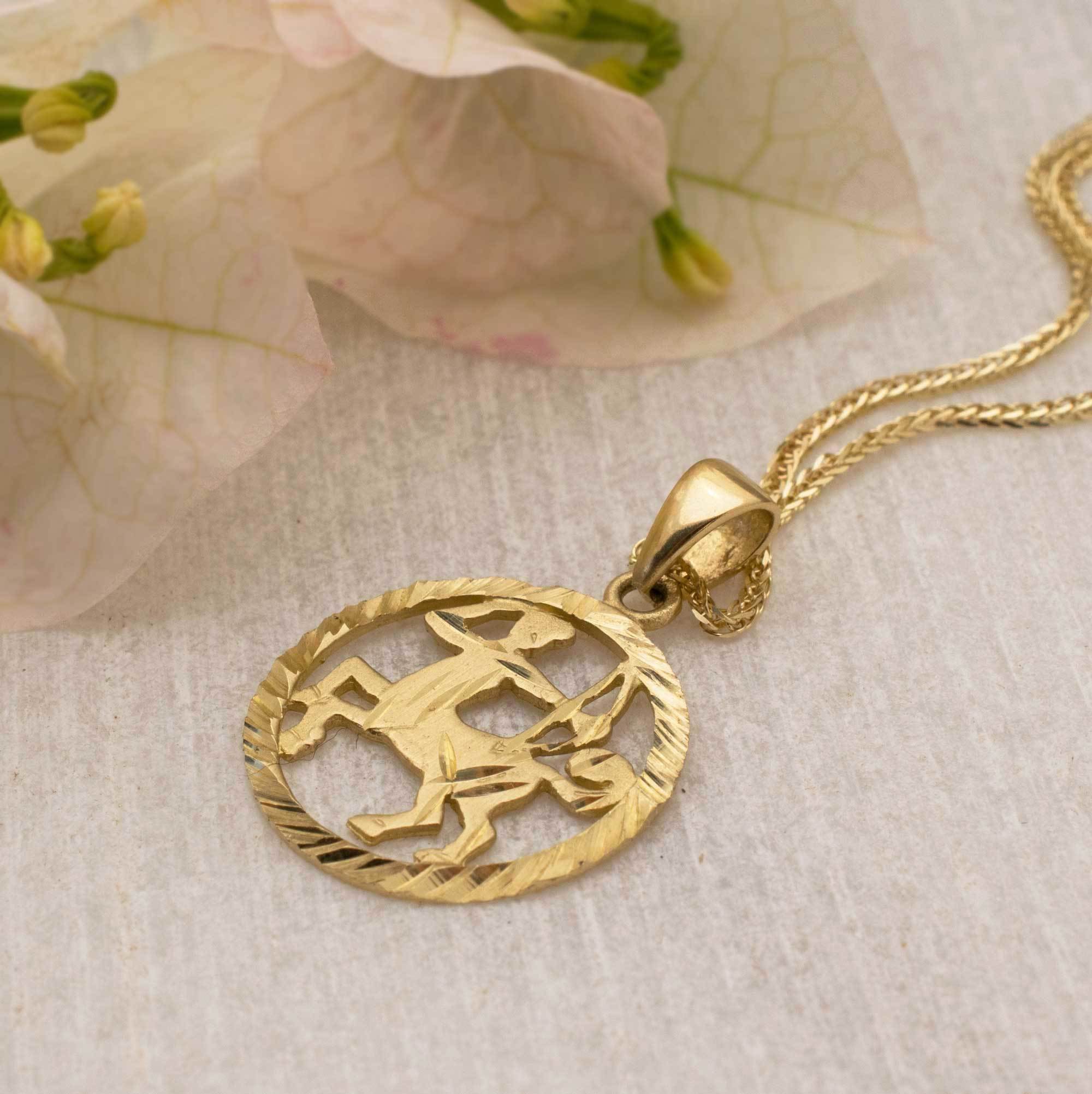 14k Solid Gold Sagittarius Zodiac Necklace Handmade Horoscope Jewelry ...
