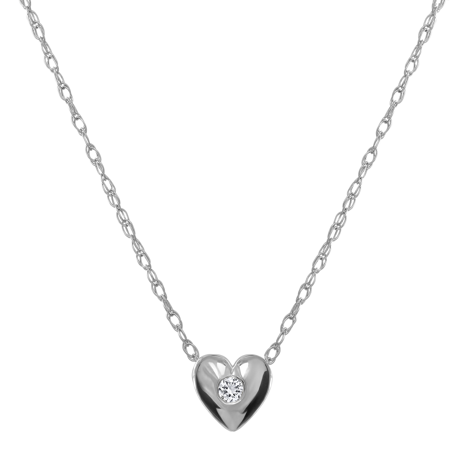 Diamond Heart Pendant Necklace F SI1 Solitaire 14k White Gold 16