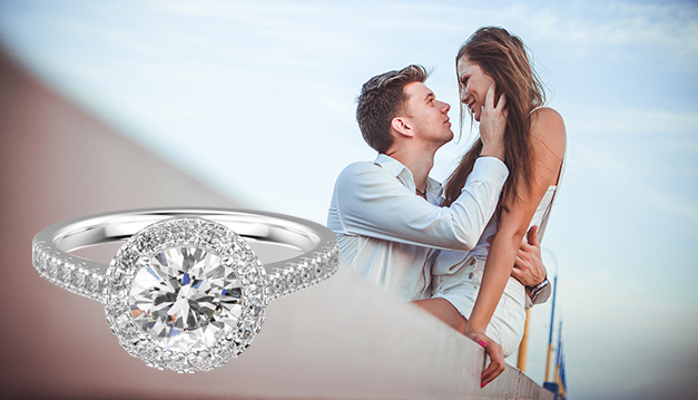 Jewel Bear Halo Setting Engagement Ring