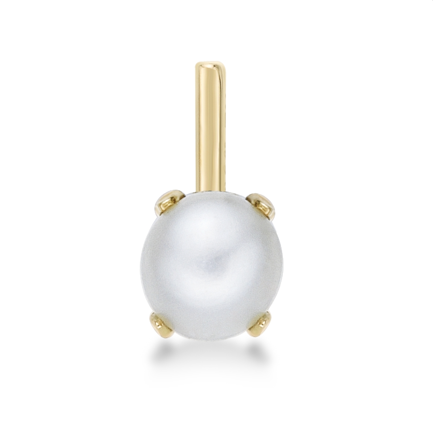 14K Yellow Gold 3MM L-Shape Stud Nose Ring With Fresh Water Pearl 20 Gauge