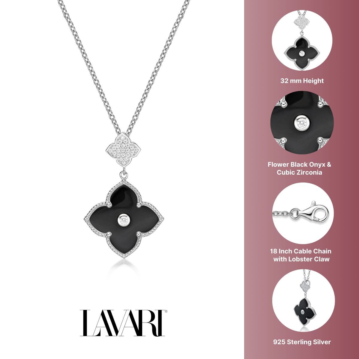 Sterling Silver Onyx Cross 16-18 Sterling Silver Onyx Cross 16-18
