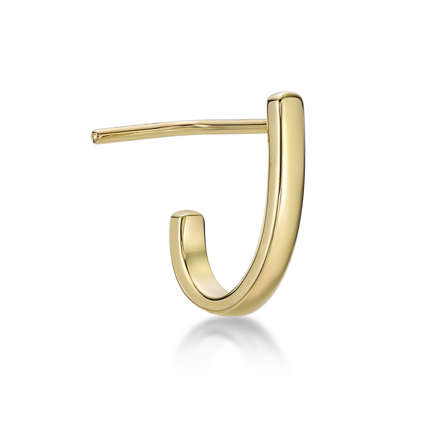 14K Yellow Gold Half Hoop L-Shape Post Nose Ring Fine Jewelry For