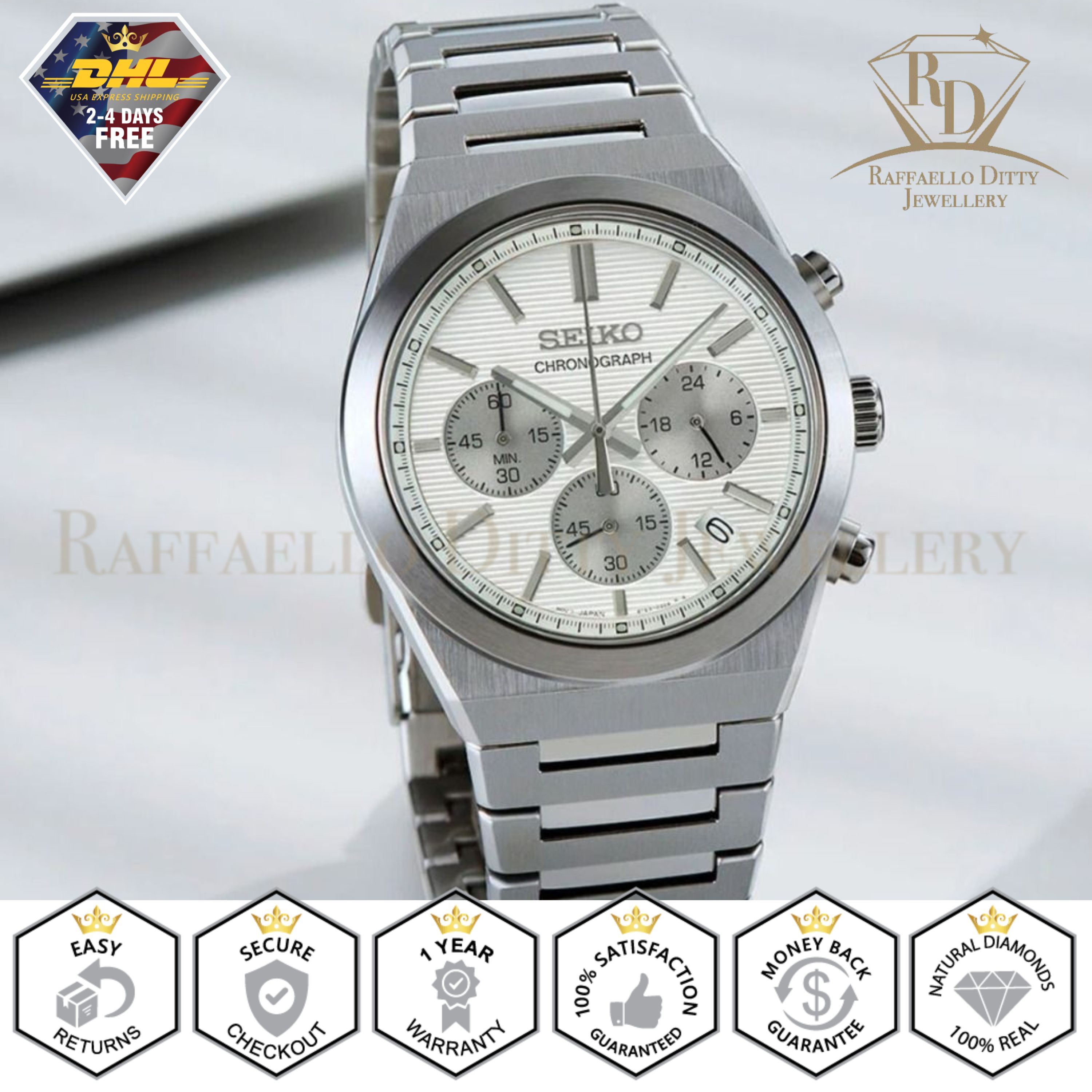 【HOROSCOPE】シブがき隊 CBS SONY 32DH578 SEIKO Men's Watch Chronograph Quartz White Dial Stainless