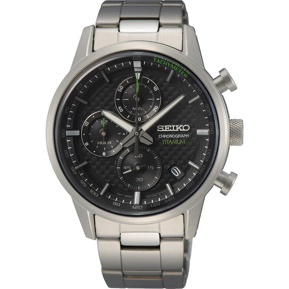 SEIKO Men's Watch Quartz Chronograph Black Dial Titanium