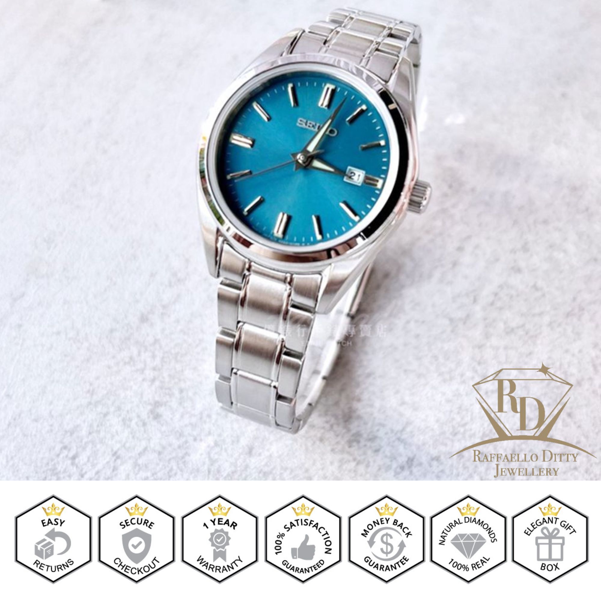 Seiko Ladies Watch Quartz Blue Dial Stainless Steel Sapphire