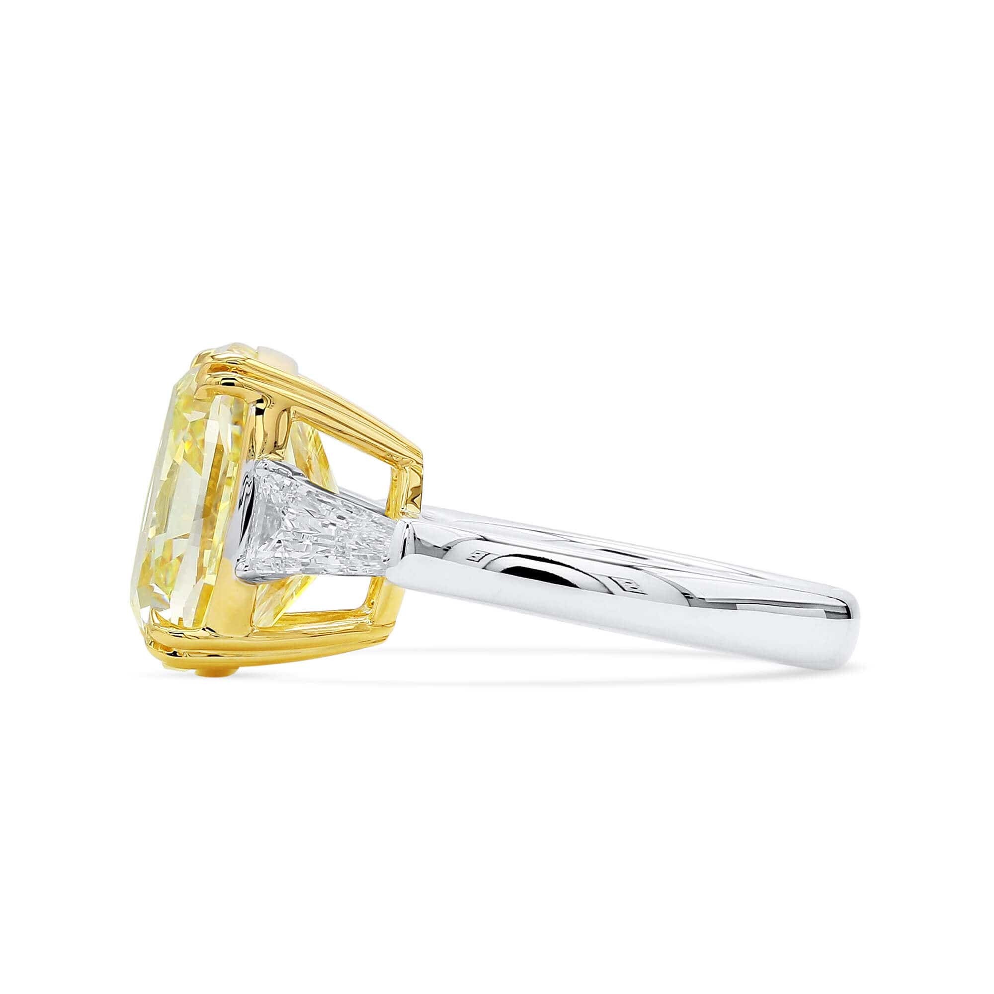 Natural Fancy Light Yellow Diamond Ring 11.56 Ct Cushion GIA