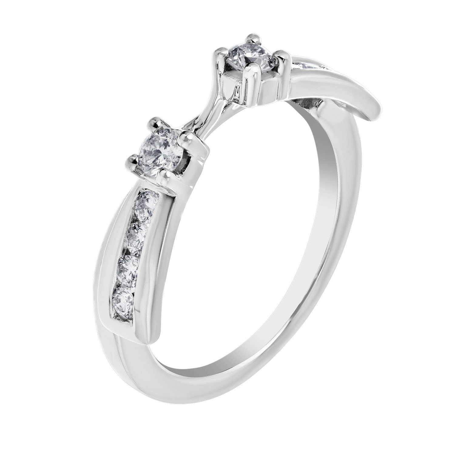 Love Connection&trade; 14K White Gold Diamond Prong Shoulder With Diamond Shank Wrap 0.33 Ctw