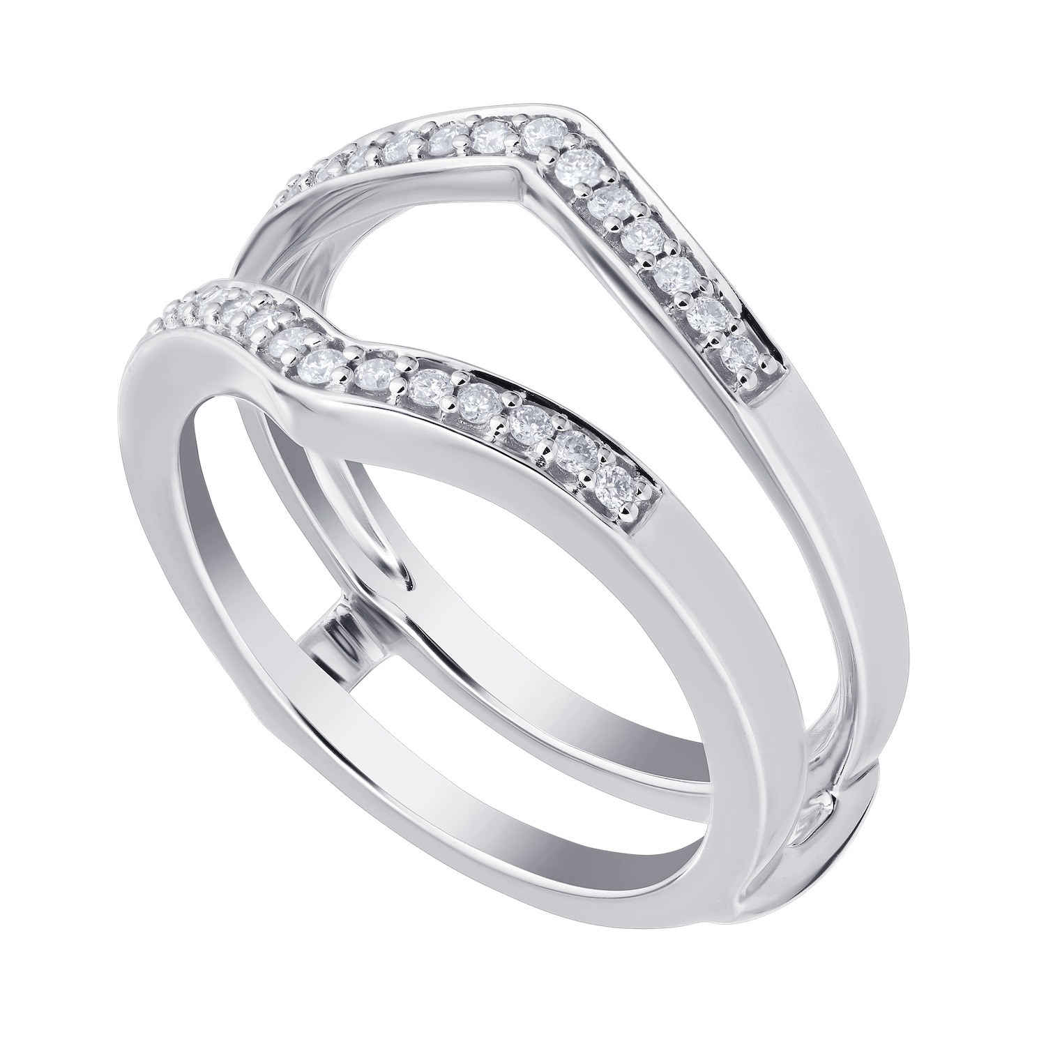 Love Connection&trade; 10K White Gold Diamond V Shaped Chevron Guard 0.20 Ctw