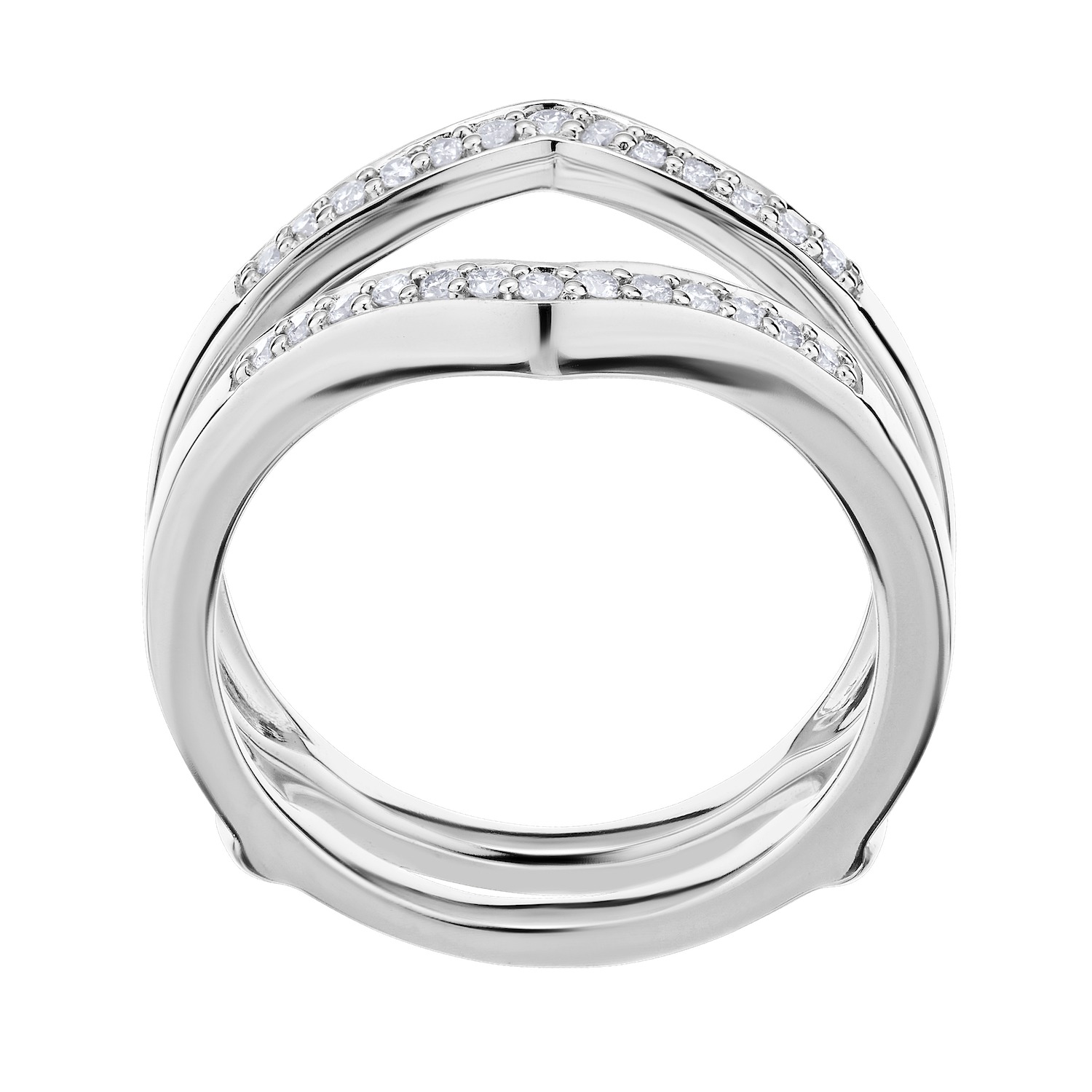 Love Connection&trade; 10K White Gold Diamond V Shaped Chevron Guard 0.20 Ctw