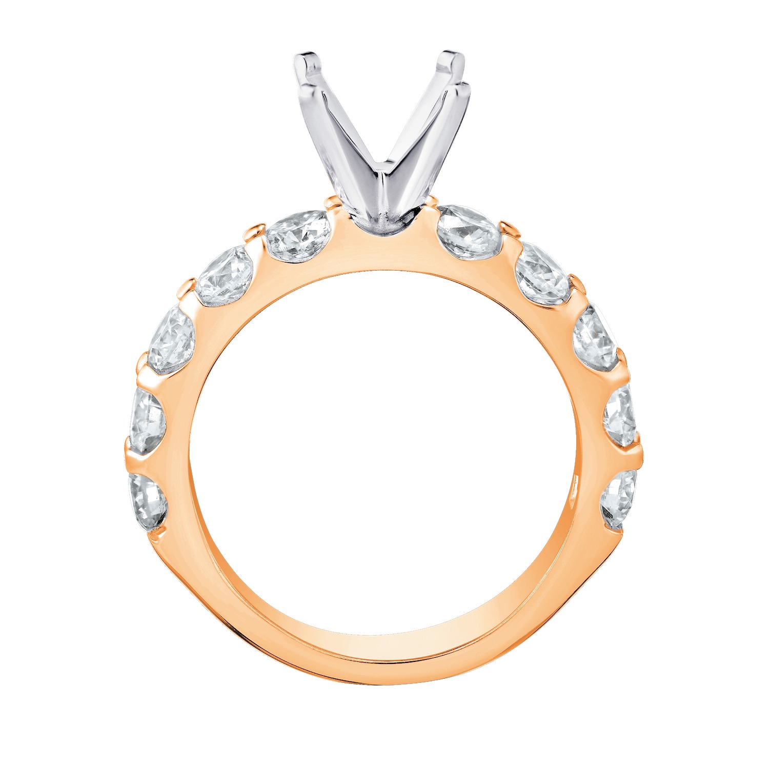 Eternal Joy&trade; SUPERIOR 14K Rose Gold 10 Stone Shared Prong Semi-Mount Diamond 0.33 Ctw