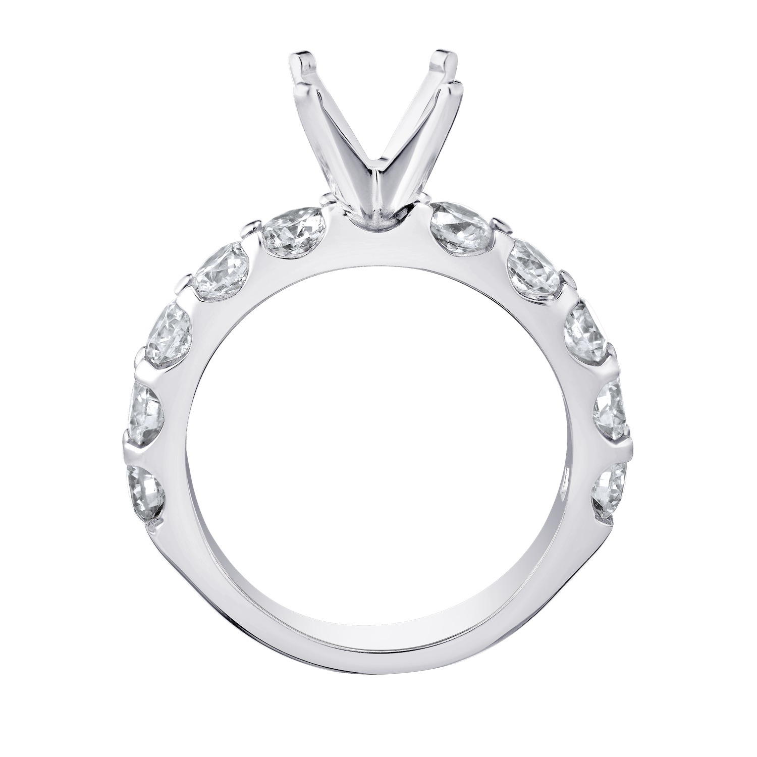 Eternal Joy&trade; SUPERIOR 14K White Gold 10 Stone Shared Prong Semi-Mount Diamond 1.50 Ctw