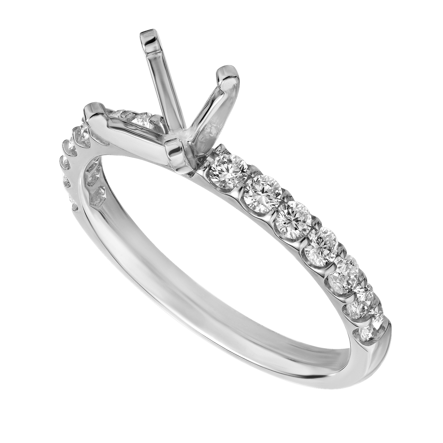 Eternal Joy&trade; SUPERIOR 14K White Gold 14 Stone Shared Prong Semi-Mount Diamond 0.25 Ctw