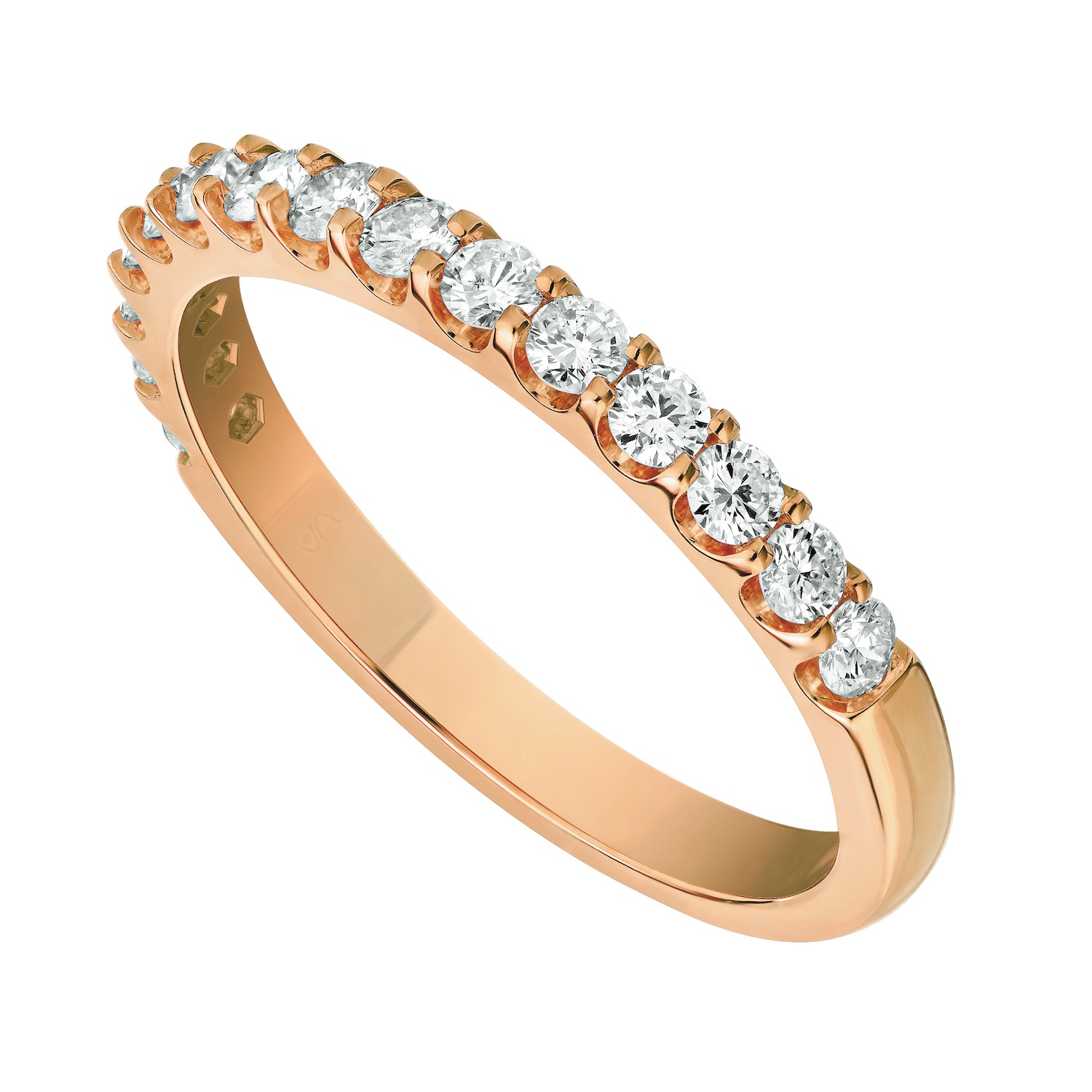 Eternal Joy&trade; SUPERIOR 14K Rose Gold 15 Stone Shared Prong Band Diamond 0.33 Ctw