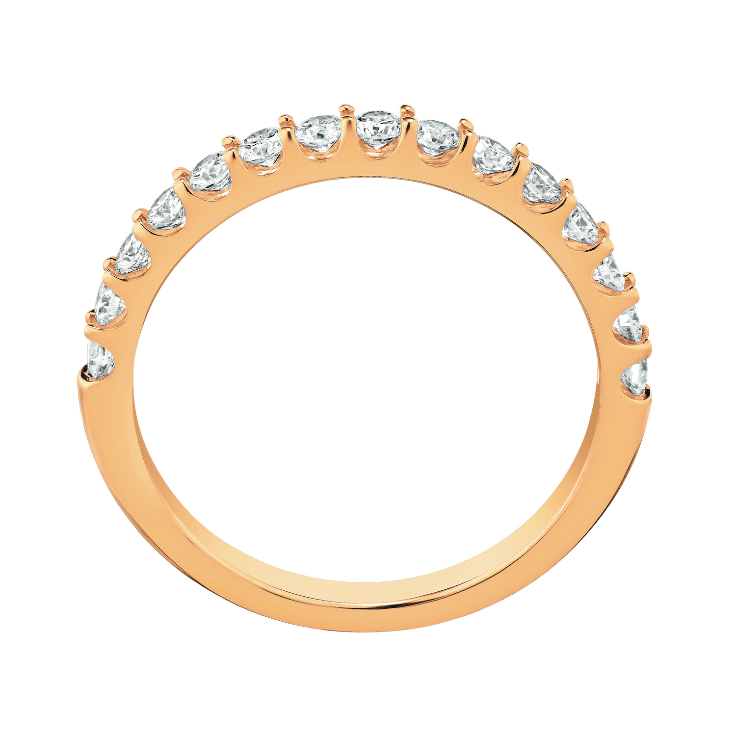 Eternal Joy&trade; SUPERIOR 14K Rose Gold 15 Stone Shared Prong Band Diamond 0.33 Ctw