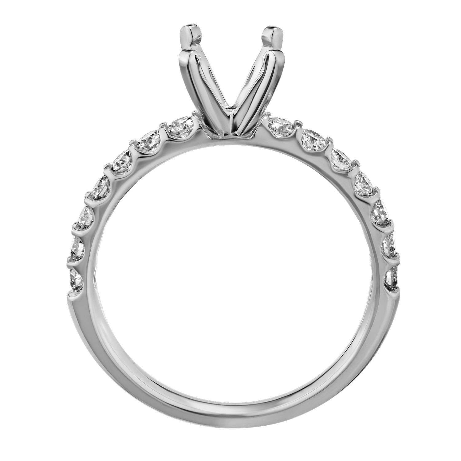 Eternal Joy&trade; SUPERIOR 14K White Gold 14 Stone Shared Prong Semi-Mount Diamond 0.75 Ctw