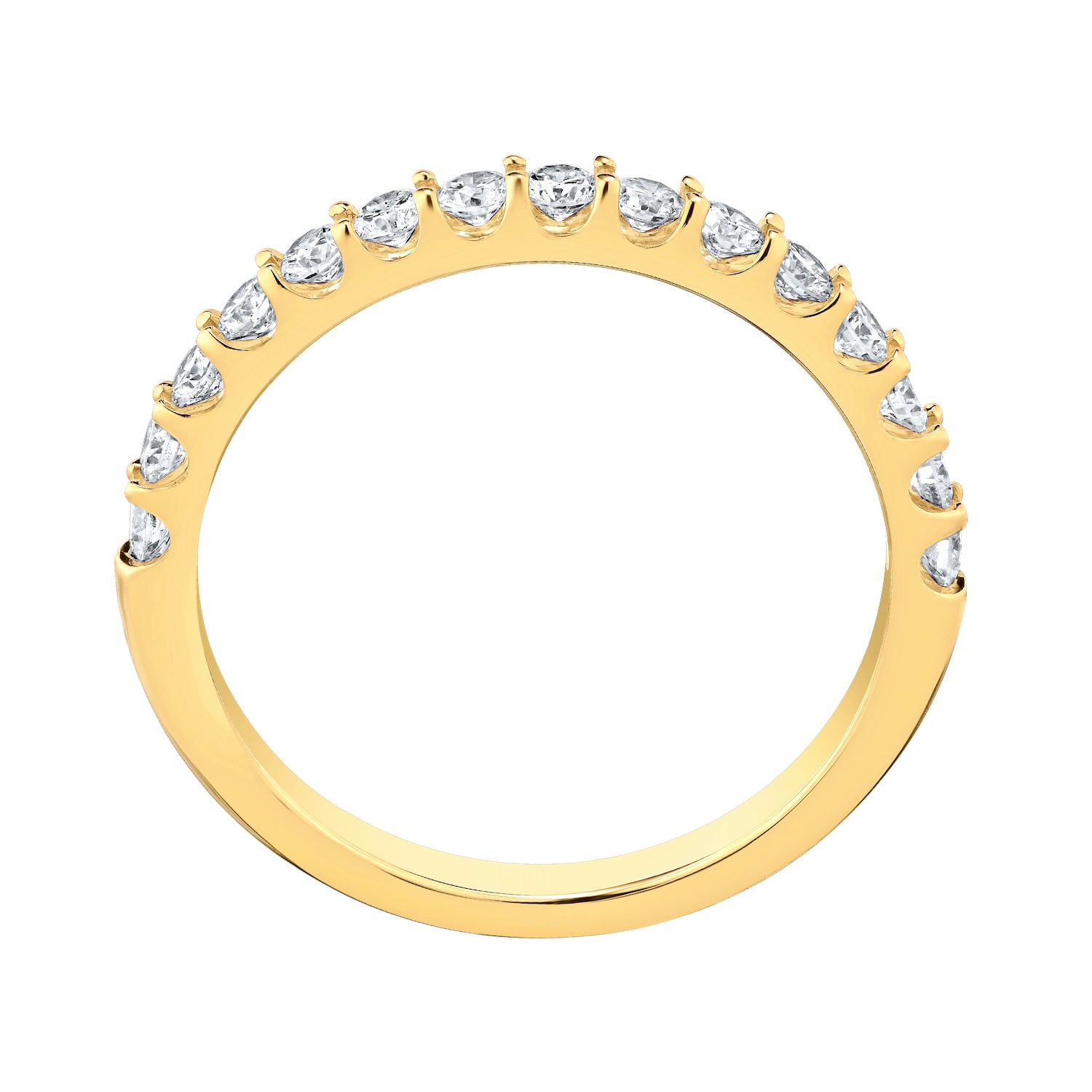 Eternal Joy&trade; SUPERIOR 14K Yellow Gold 15 Stone Shared Prong Band Diamond 1.50 Ctw