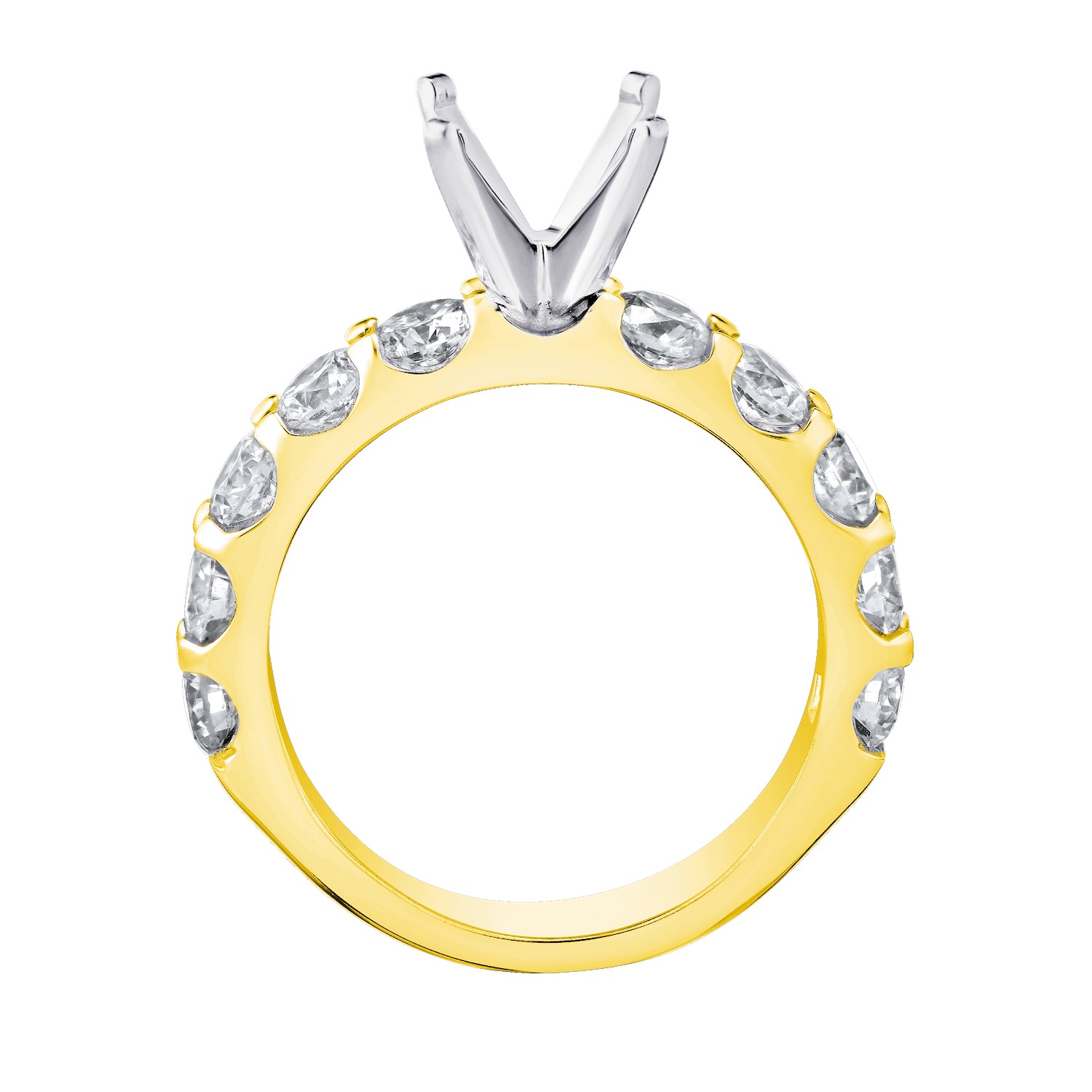 Eternal Joy&trade; STANDARD 14K Yellow Gold 10 Stone Shared Prong Semi-Mount Diamond 1.00 Ctw