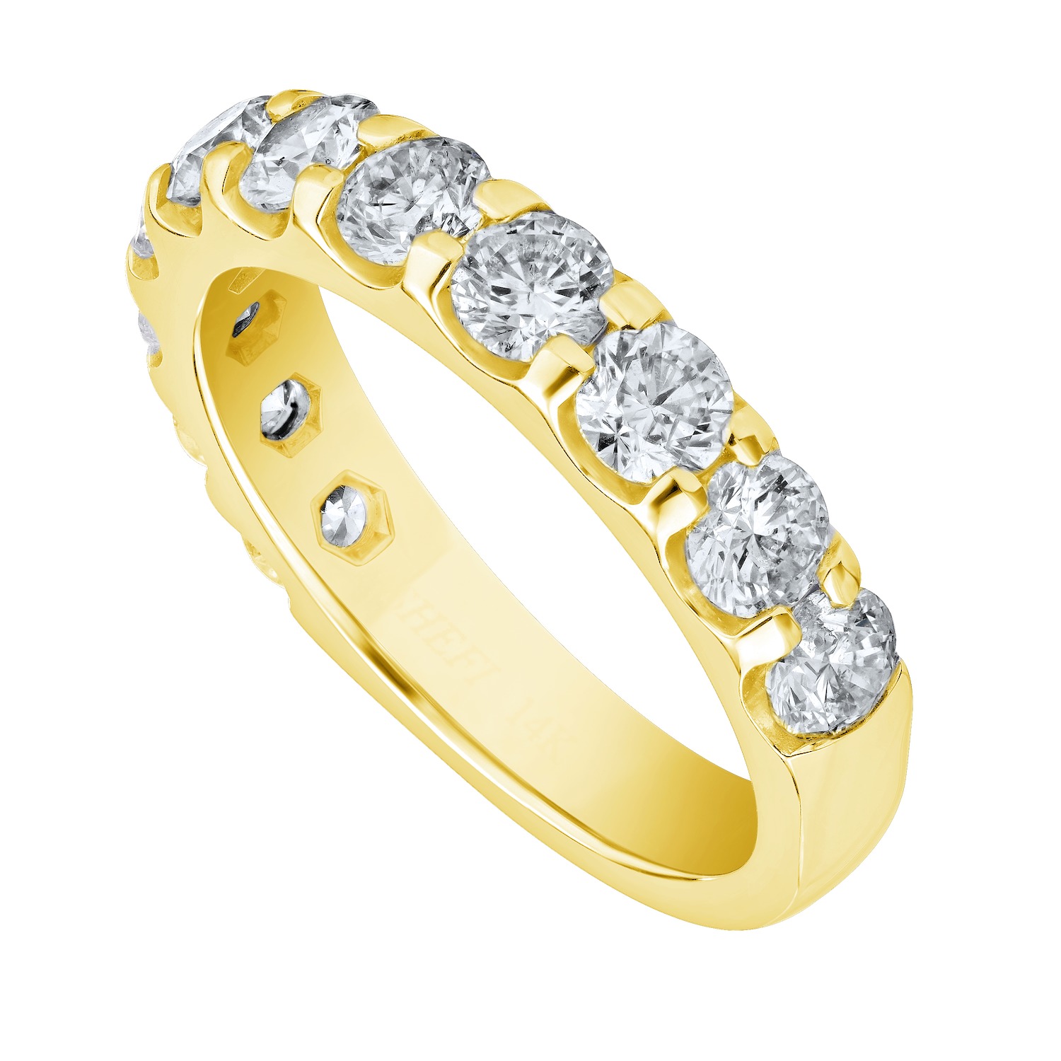 Eternal Joy&trade; STANDARD 14K Yellow Gold 11 Stone Shared Prong Band Diamond 1.00 Ctw