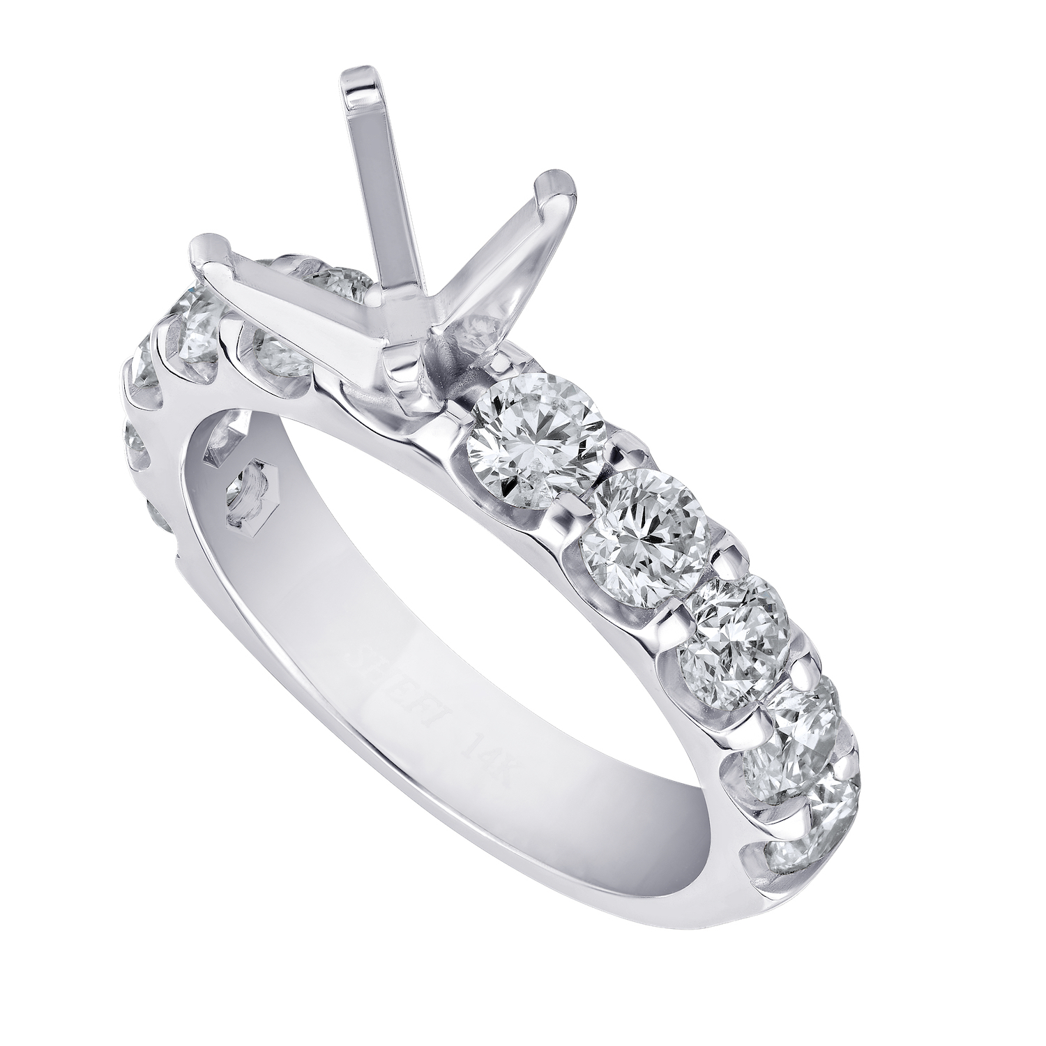 Eternal Joy&trade; STANDARD 14K White Gold 10 Stone Shared Prong Semi-Mount Diamond 0.50 Ctw