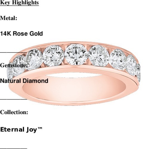 Eternal Joy&trade; SUPERIOR 14K Rose Gold 9 Stone Channel Set Band Diamond 0.20 Ctw