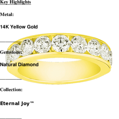 Eternal Joy&trade; SUPERIOR 14K Yellow Gold 9 Stone Channel Set Band Diamond 0.25 Ctw
