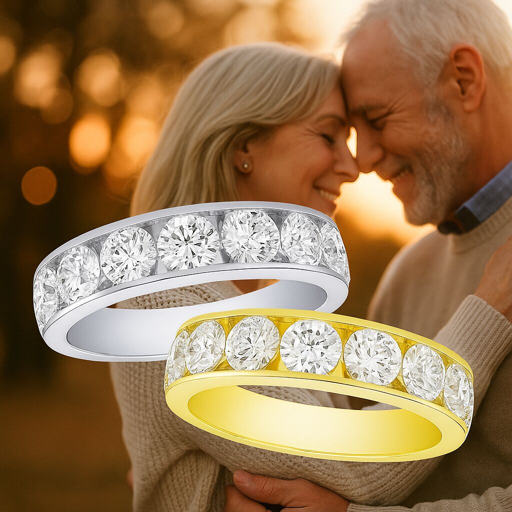 Eternal Joy&trade; SUPERIOR 14K Yellow Gold 9 Stone Channel Set Band Diamond 0.33 Ctw