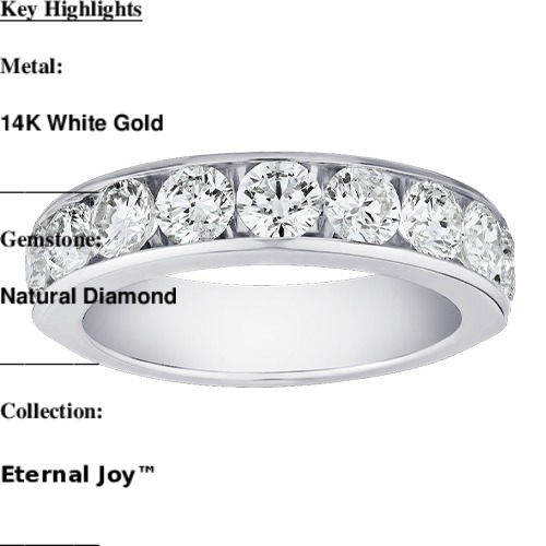Eternal Joy&trade; SUPERIOR 14K White Gold 9 Stone Channel Set Band Diamond 0.50 Ctw