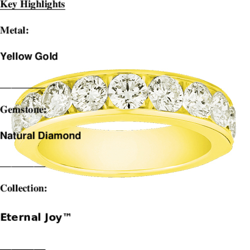 Eternal Joy&trade; SUPERIOR Yellow Gold 9 Stone Channel Set Band Diamond 1.50 Ctw