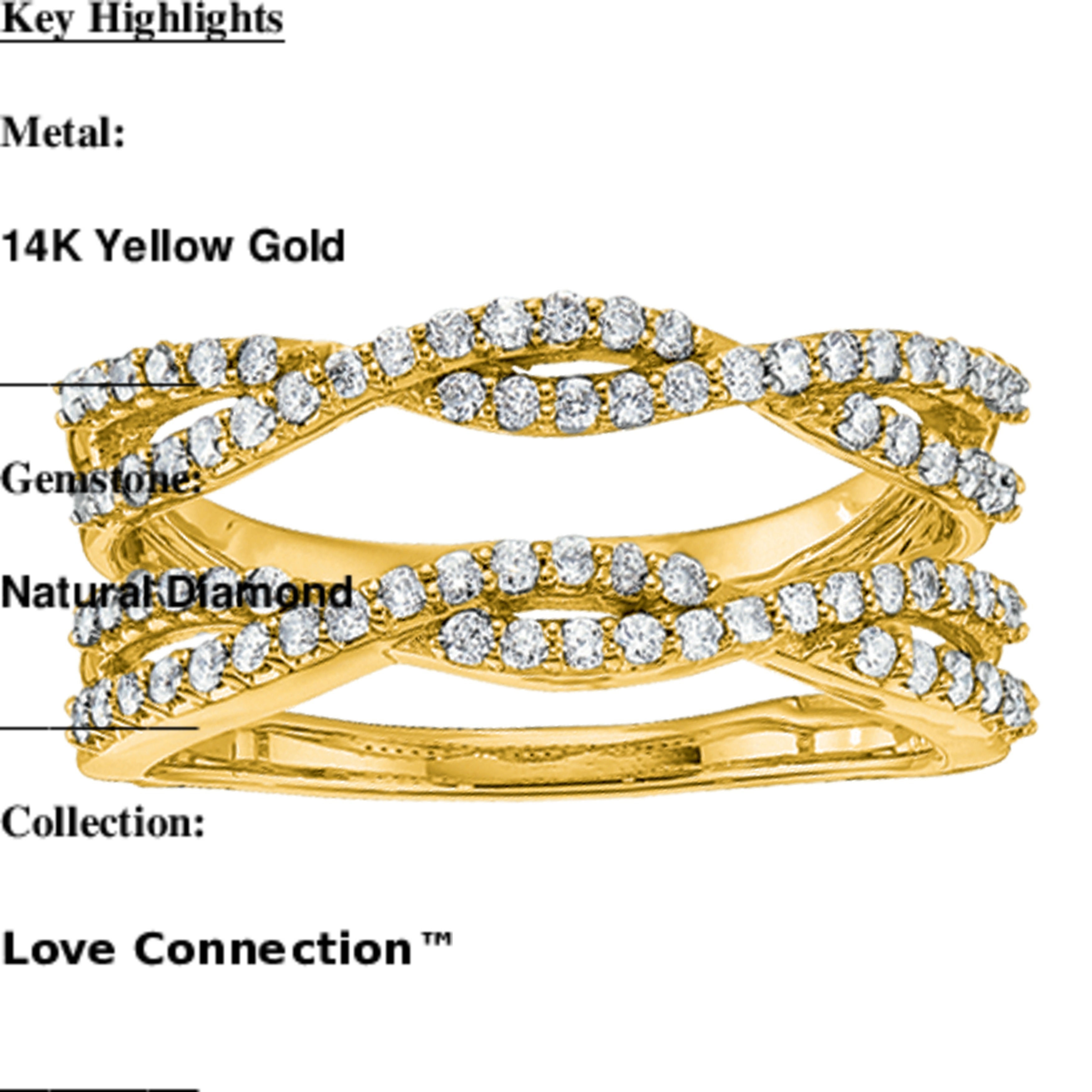 Love Connection&trade; 14K Yellow Gold Diamond Woven Twist Wrap Ring 0.50 Ctw