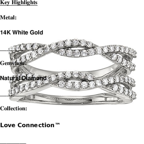 Love Connection&trade; 14K White Gold Diamond Woven Twist Wrap Ring 0.50 Ctw