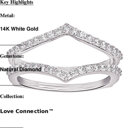 Love Connection&trade; 14K White Gold Diamond V Peak Shared Prong Wrap Ring 1.00 Ctw
