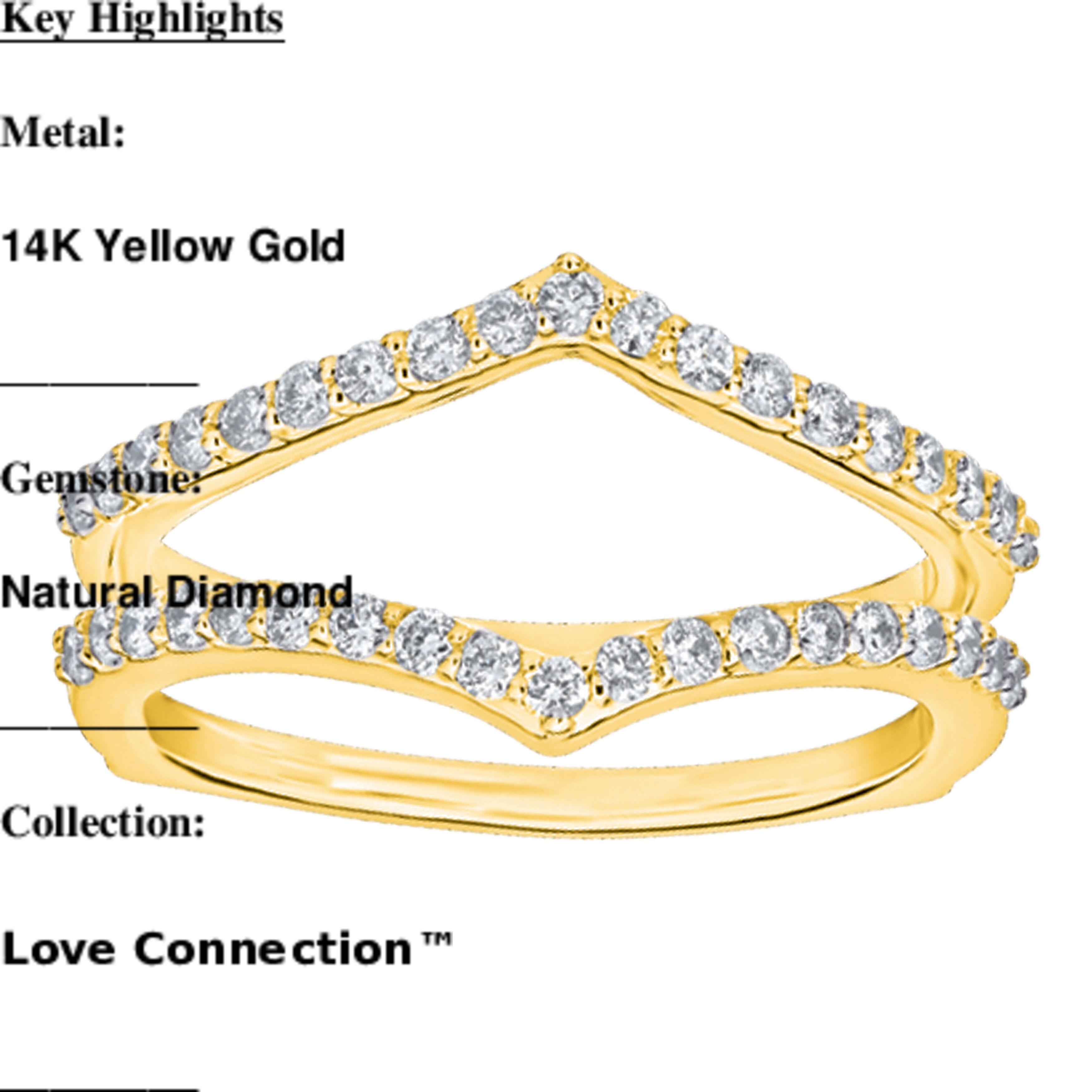 Love Connection&trade; 14K Yellow Gold Diamond V Peak Shared Prong Wrap Ring 0.33 Ctw