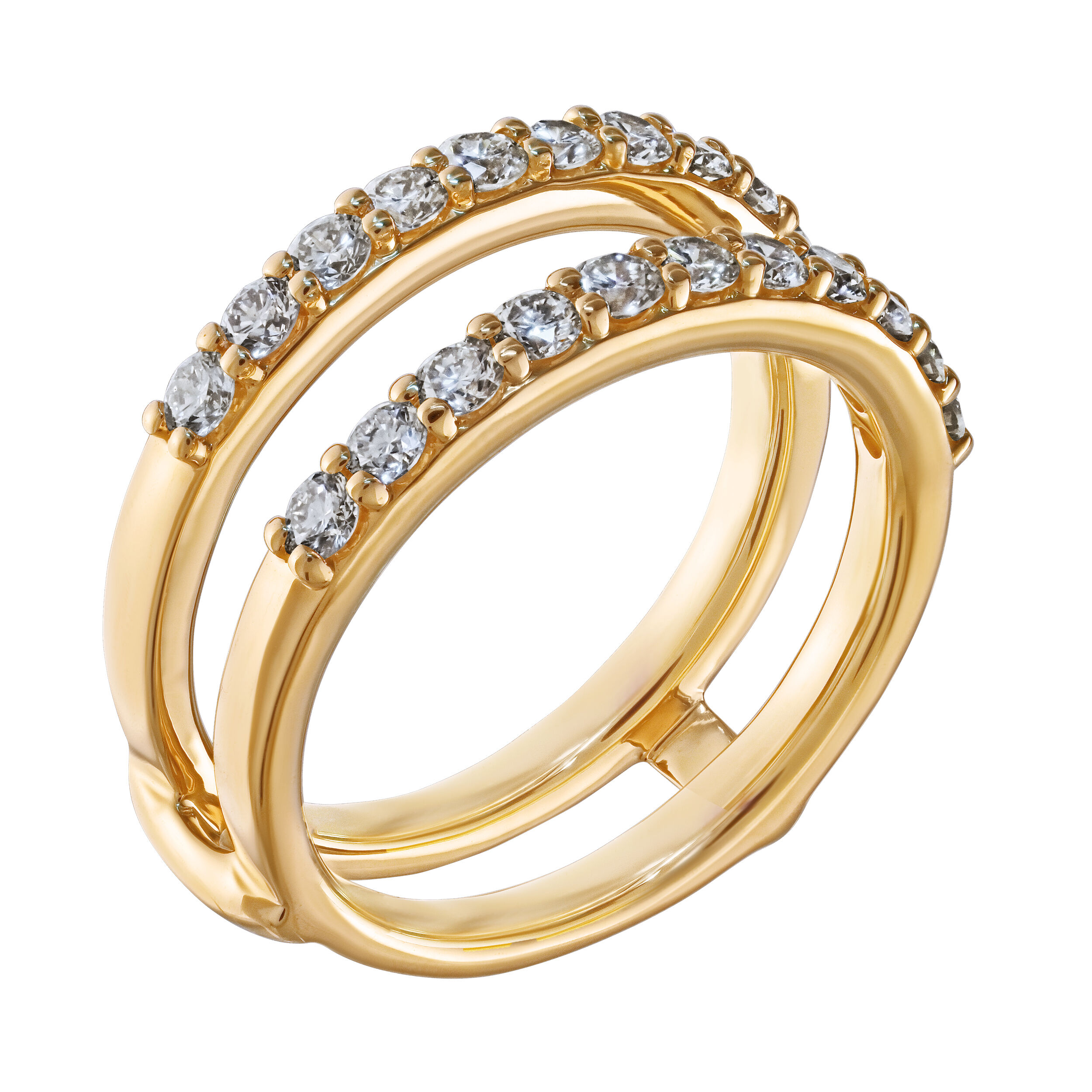 Love Connection&trade; 14K Yellow Gold Diamond Parallel Shared Prong Ring 0.25 Ctw