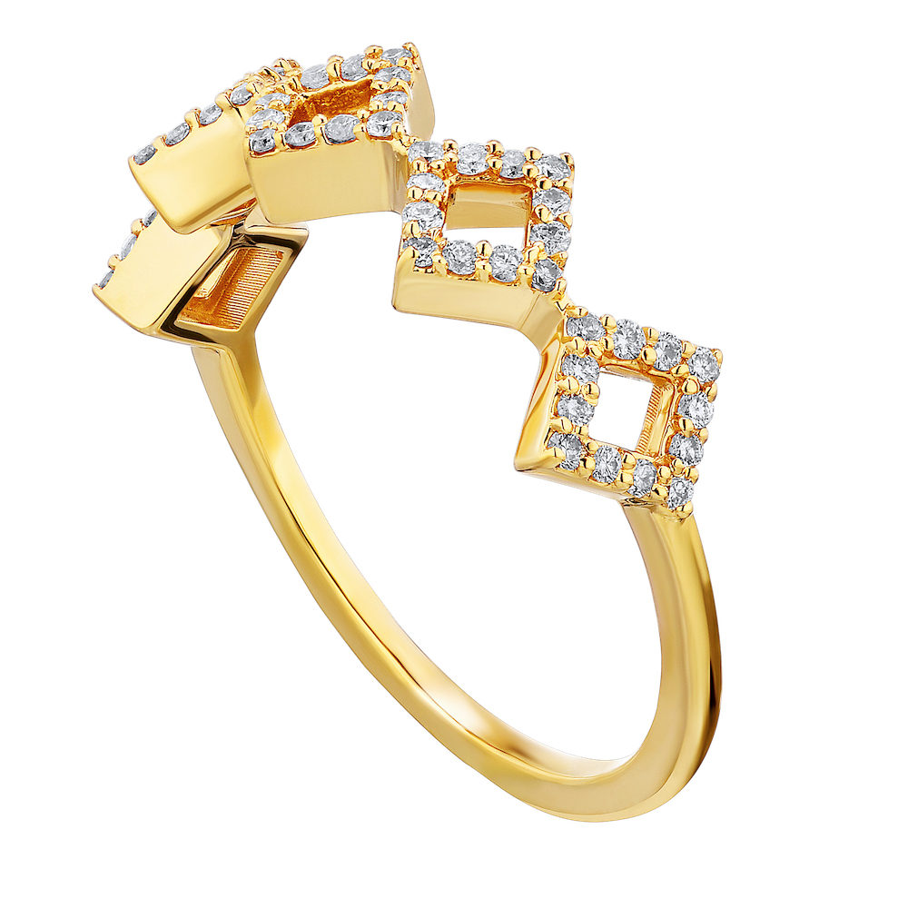 TriUnity&trade; 14K Yellow Gold Negative Space Offset Squares Bead Set 0.25 Ctw