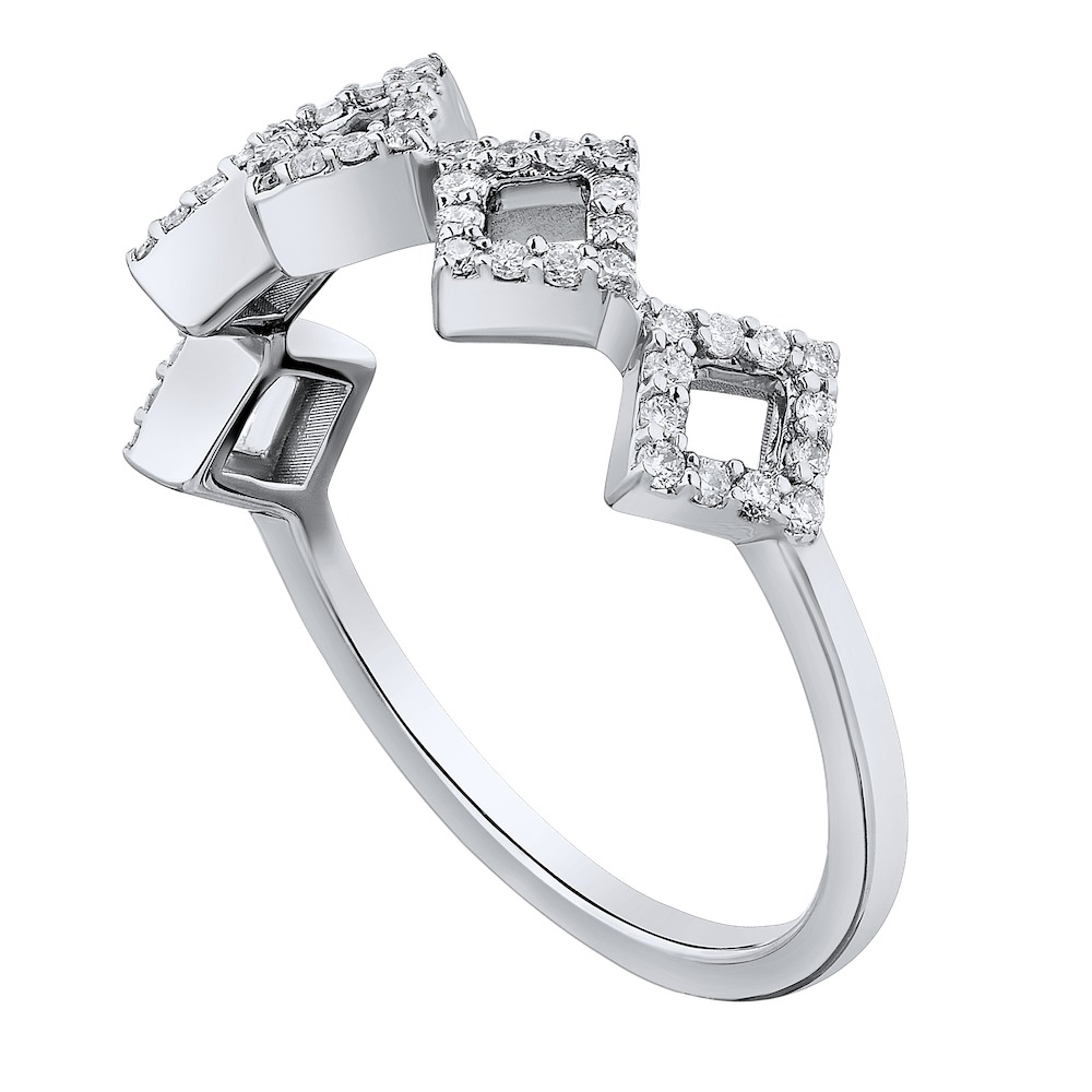 TriUnity&trade; 14K White Gold Negative Space Offset Squares Bead Set 0.25 Ctw