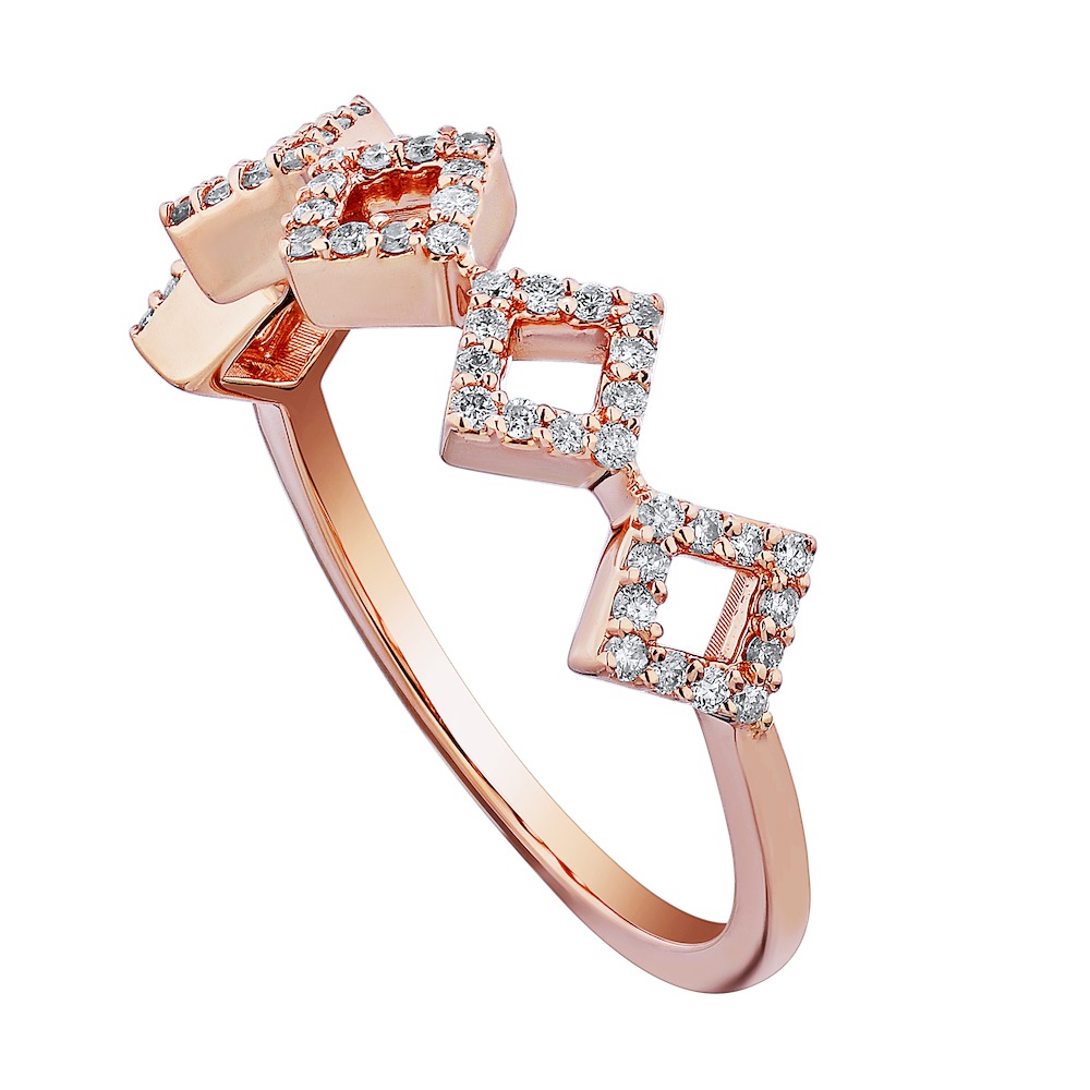 TriUnity&trade; 14K Rose Gold Negative Space Offset Squares Bead Set 0.25 Ctw