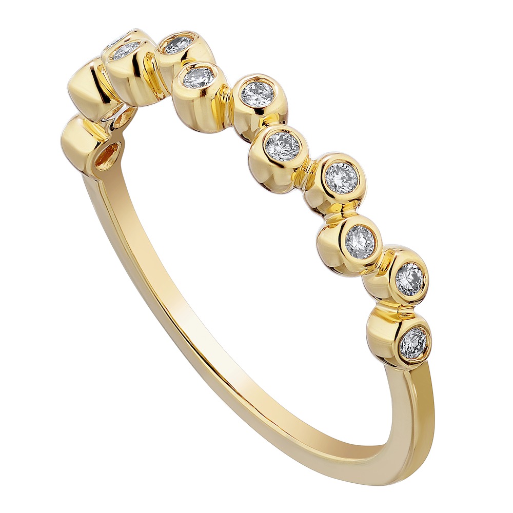 TriUnity&trade; 14K Yellow Gold Zig Zagging Bezel Set 0.15 Ctw