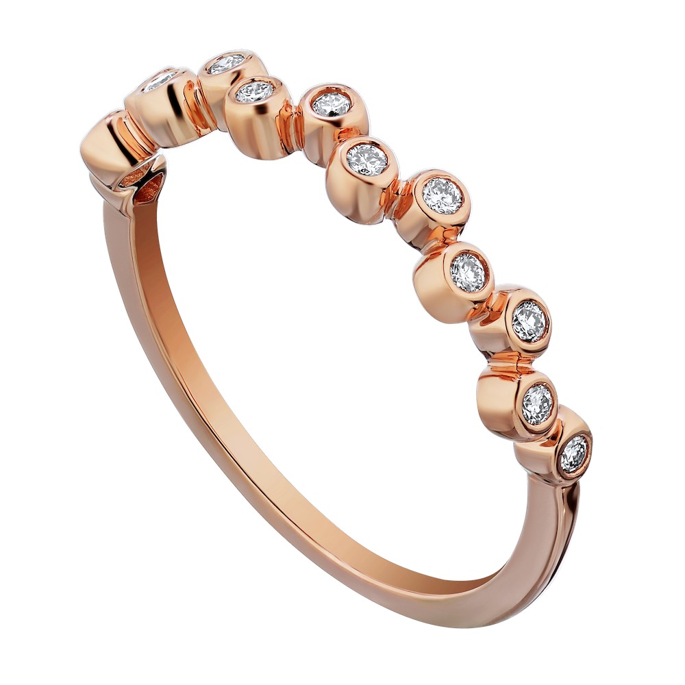 TriUnity&trade; 14K Rose Gold Zig Zagging Bezel Set 0.15 Ctw