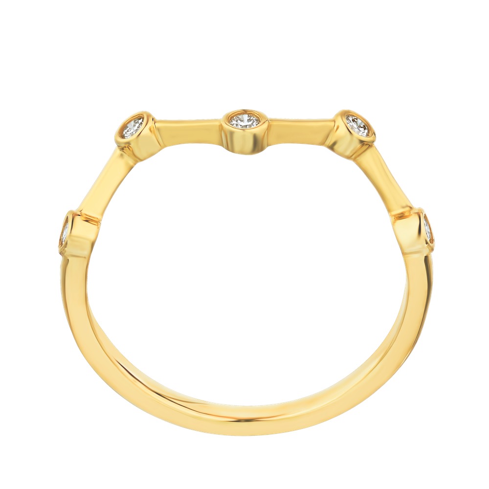 TriUnity&trade; 14K Yellow Gold 5 Bezel Set Zig Zag 0.10 Ctw