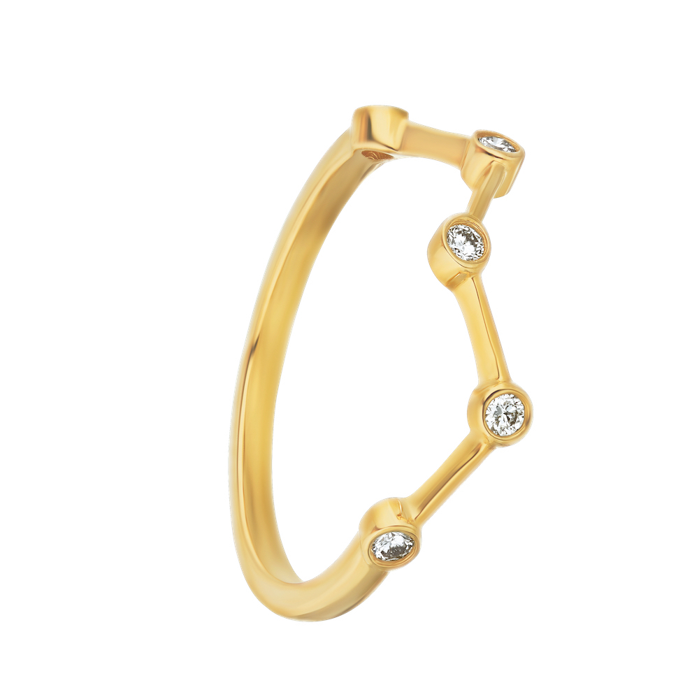 TriUnity&trade; 14K Yellow Gold 5 Bezel Set Zig Zag 0.10 Ctw