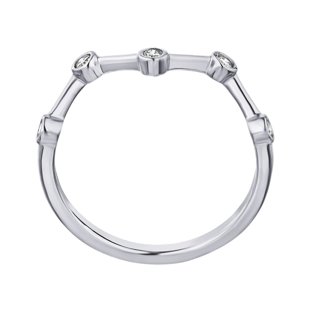 TriUnity&trade; 14K White Gold 5 Bezel Set Zig Zag 0.10 Ctw