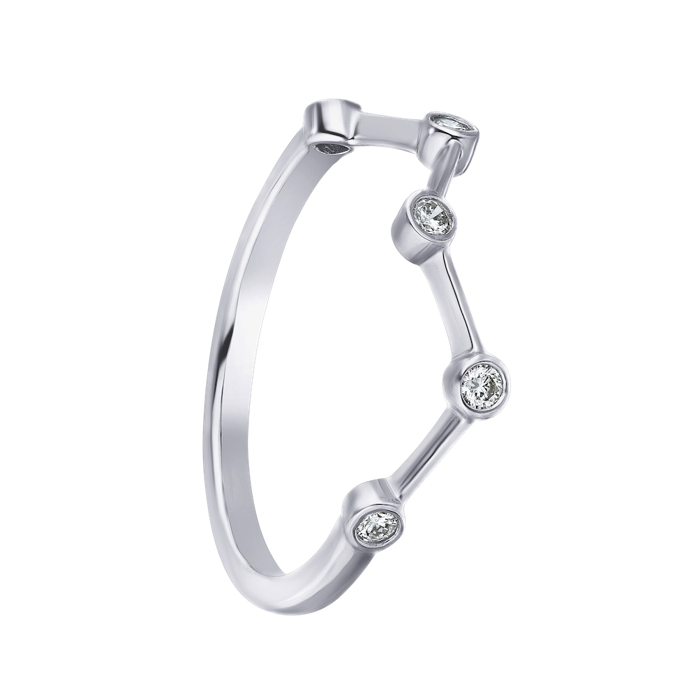 TriUnity&trade; 14K White Gold 5 Bezel Set Zig Zag 0.10 Ctw