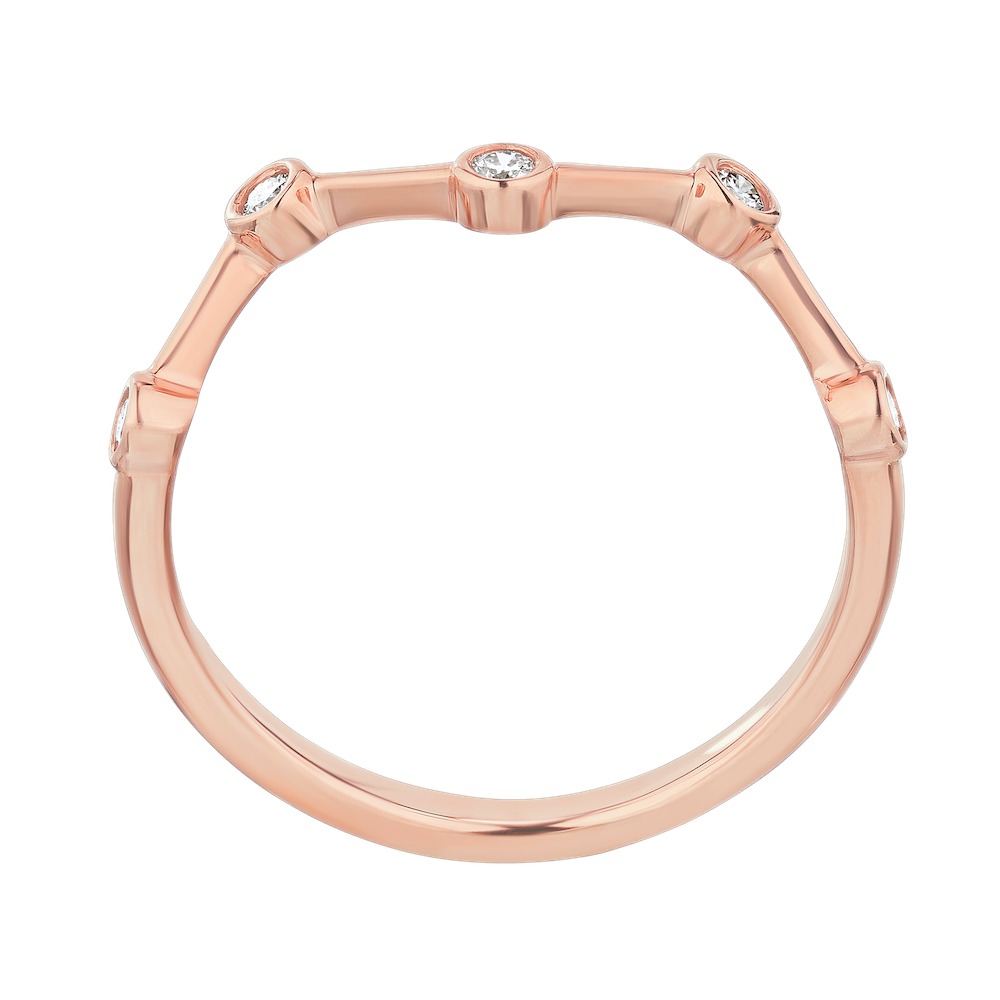 TriUnity&trade; 14K Rose Gold 5 Bezel Set Zig Zag 0.10 Ctw